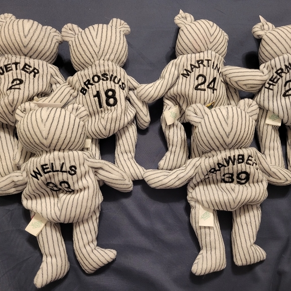 1998 New York Yankees Champs Salvino's Bamm Beanos Bear Plush Toy 6 ct Set - Picture 3 of 3